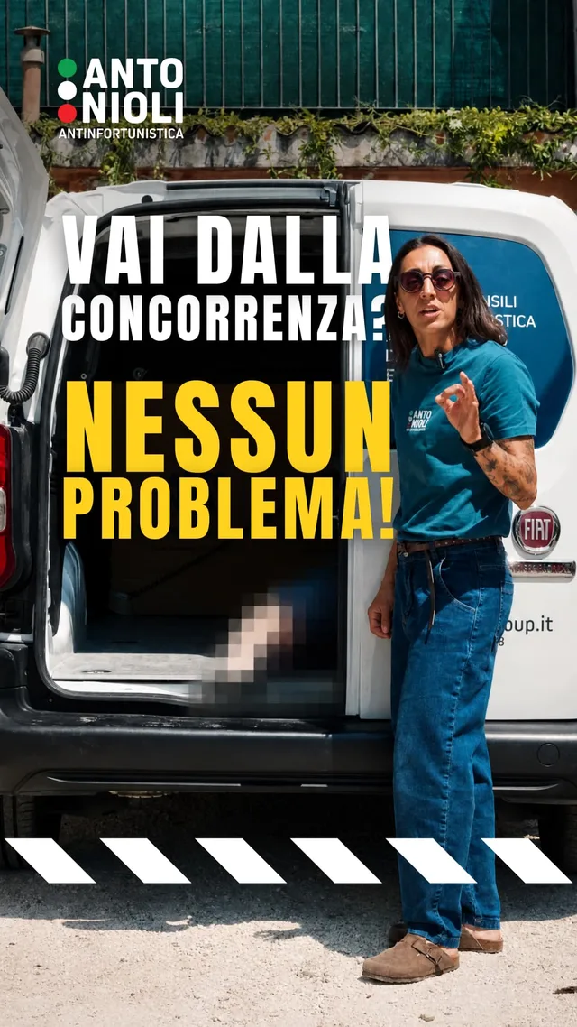 Contenuto social Antonioli "Vai dalla concorrenza? Nessun problema!" davanti al furgone aziendale