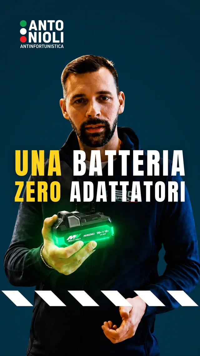 Contenuto social Antonioli "Una batteria, zero adattatori" su batteria Hikoki Multi Volt